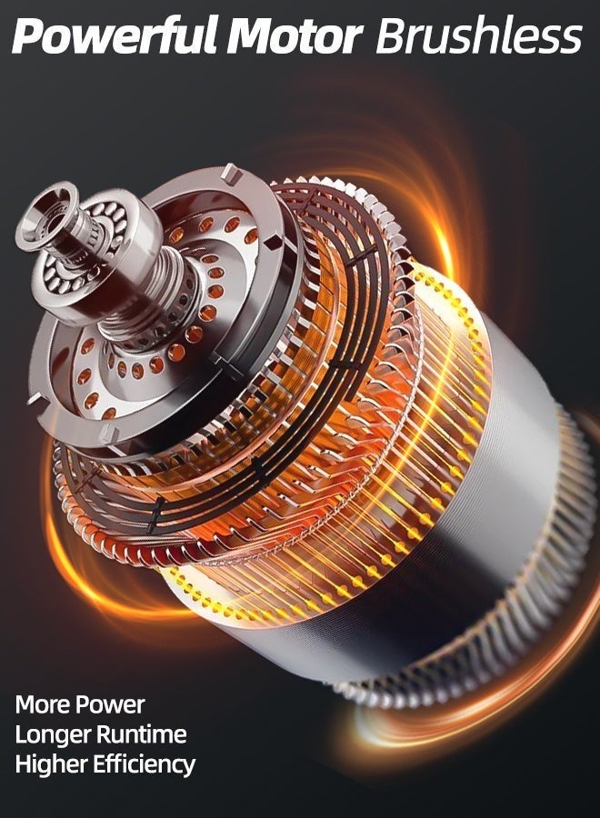 ALongDeng 21V Cordless Brushless Power Tool Set (3-in-1) - Impact Drill (23 Torque 1150RPM) +300N·m Impact Wrench  125mm Angle Grinder (9500RPM) with 6.0Ah Lithium Battery Storage Case for Home Repair DIY  Light Construction - Image 5